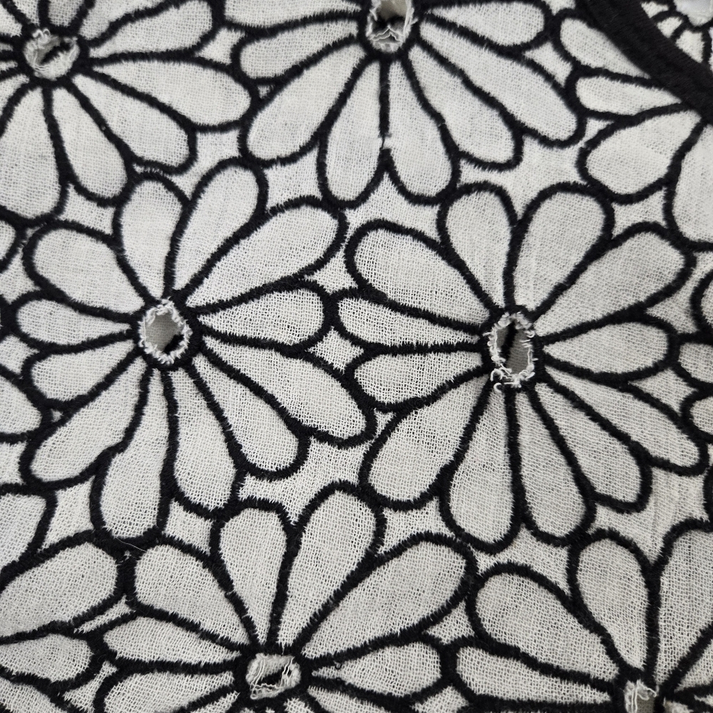 Free People Floral Embroidered Top in Black/White - Picture 6 of 10